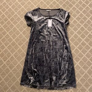 Grey velvet shirt dress